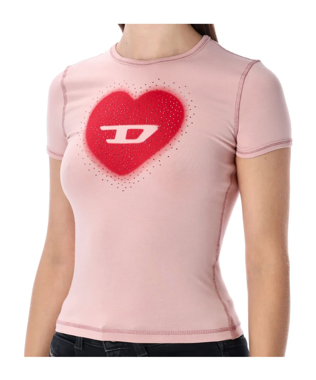 Heart Printed Crewneck T-Shirt