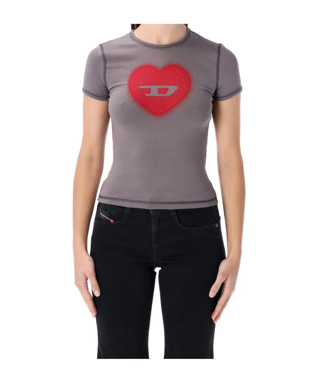 Heart Printed Crewneck T-Shirt