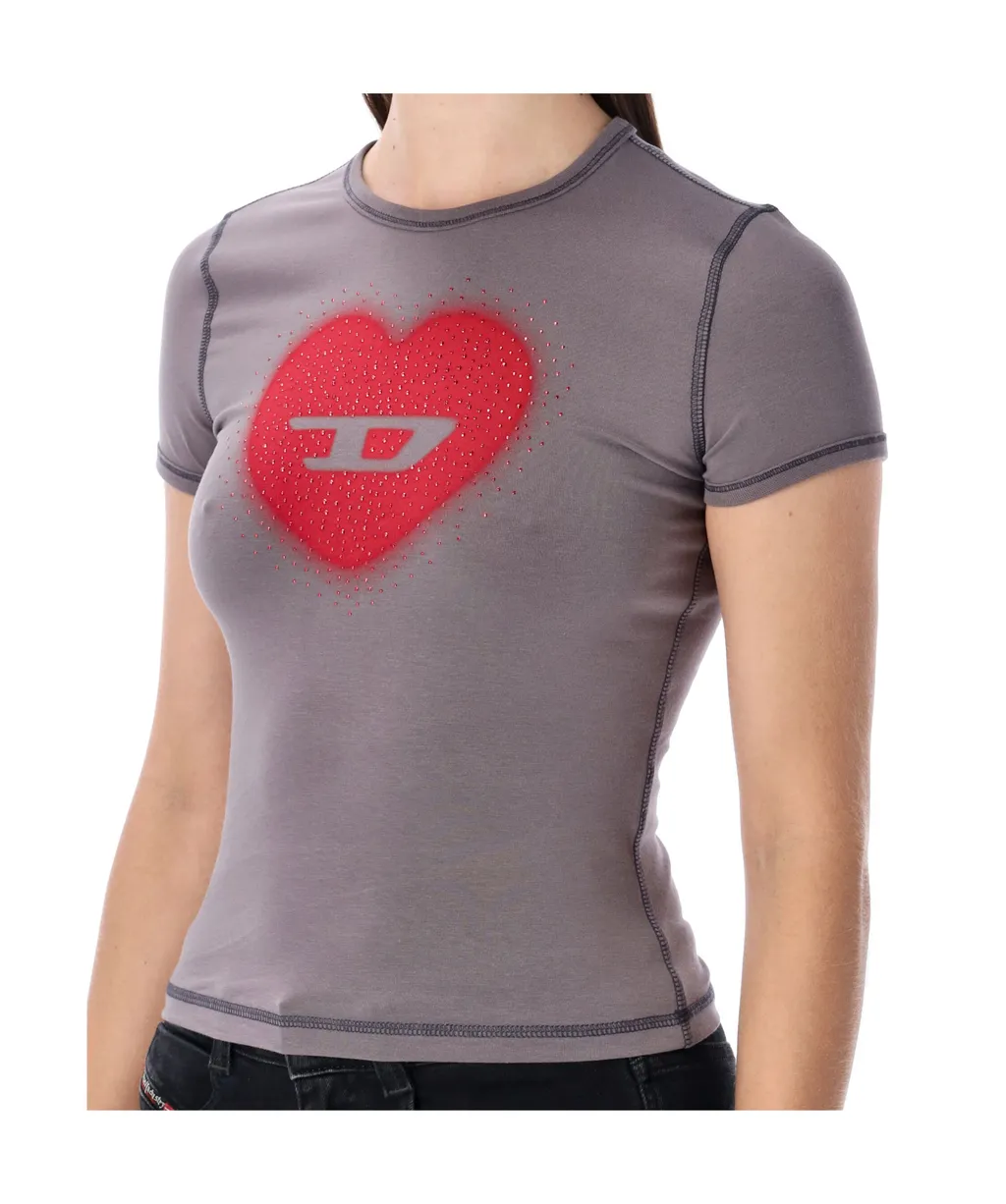 Heart Printed Crewneck T-Shirt