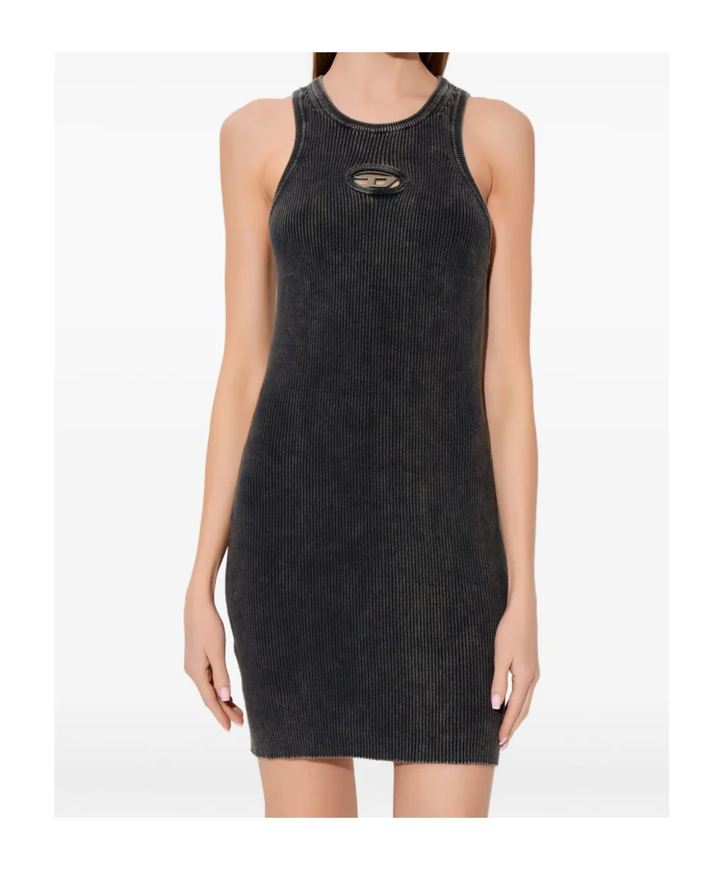 M-Anchorage Logo-Plaque Ribbed Mini Dress