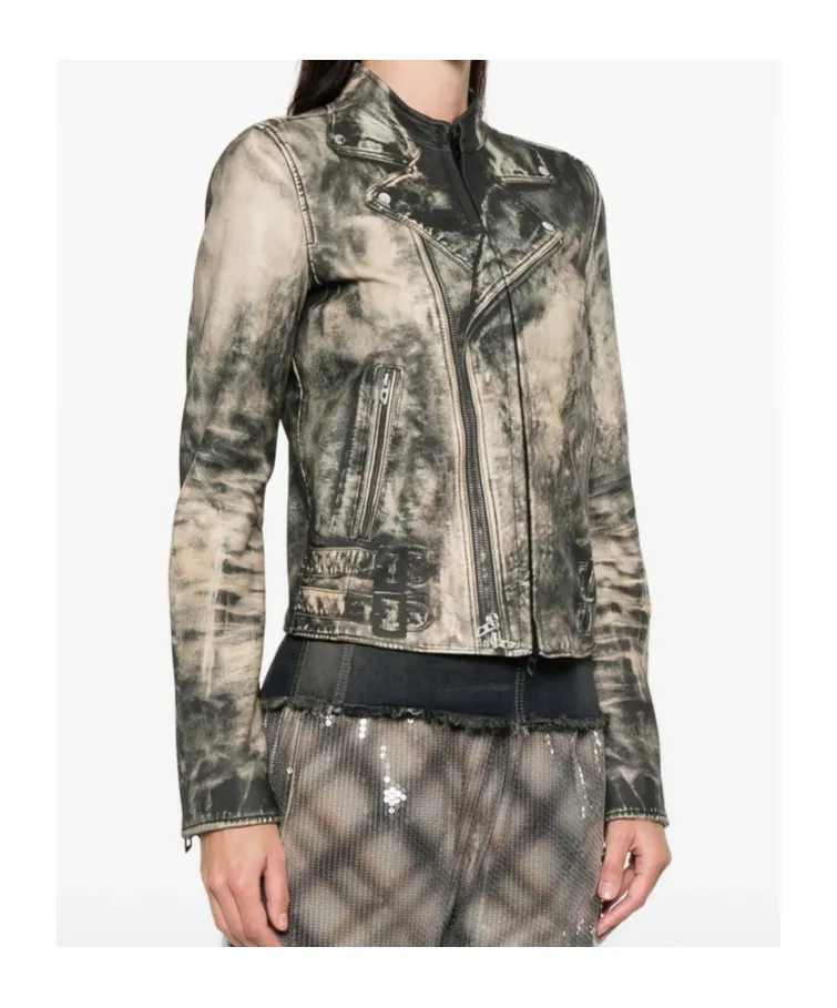 L-Uxure Zip-Fastening Leather Jacket