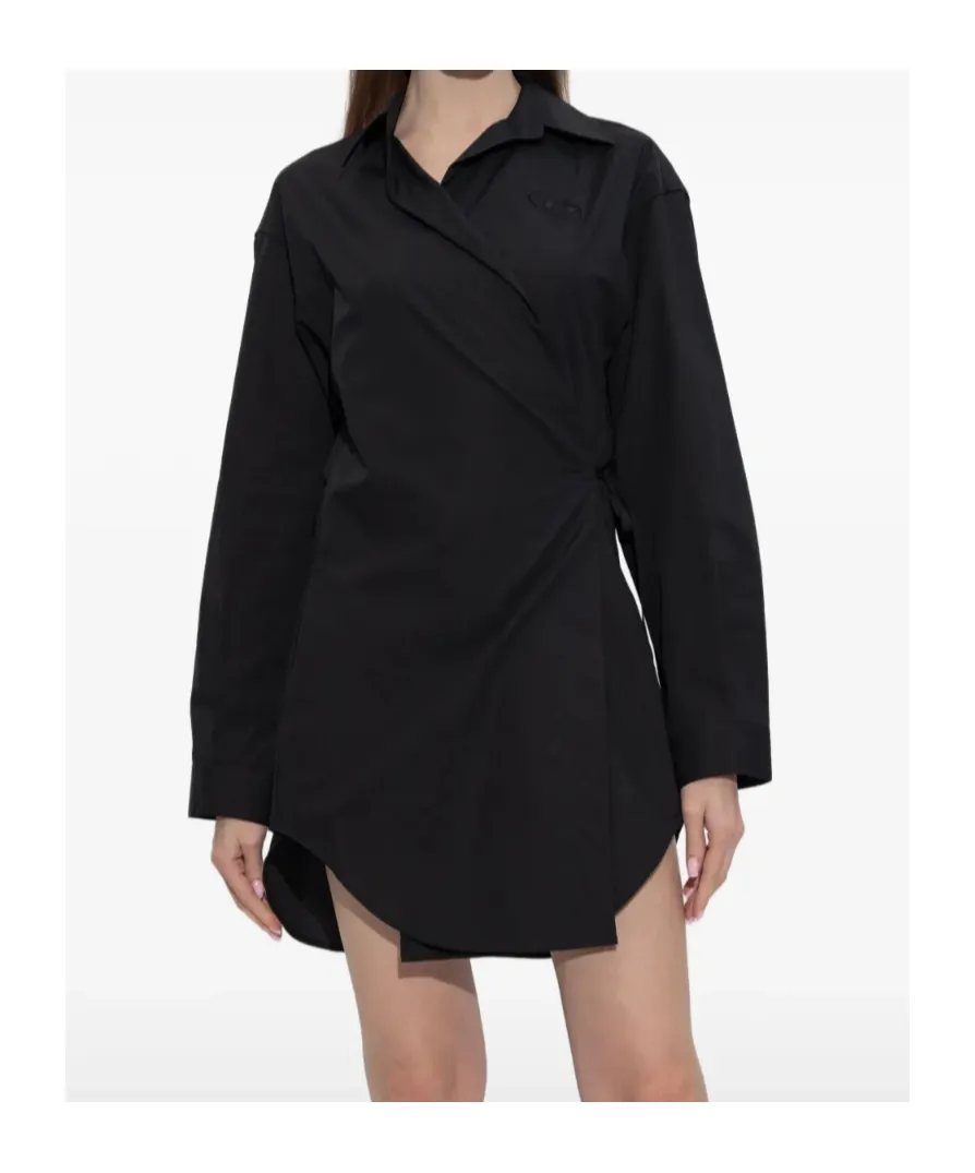 D-Delphos-S1 Wrap Logo-Embroidery Dress