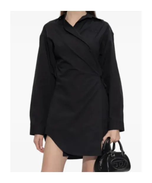 D-Delphos-S1 Wrap Logo-Embroidery Dress