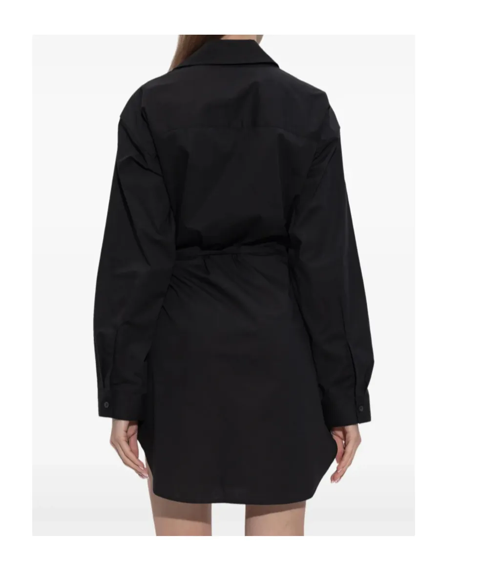 D-Delphos-S1 Wrap Logo-Embroidery Dress