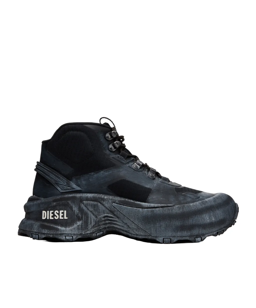 Cage Lace-Up Chunky-Sole Hiking Boots