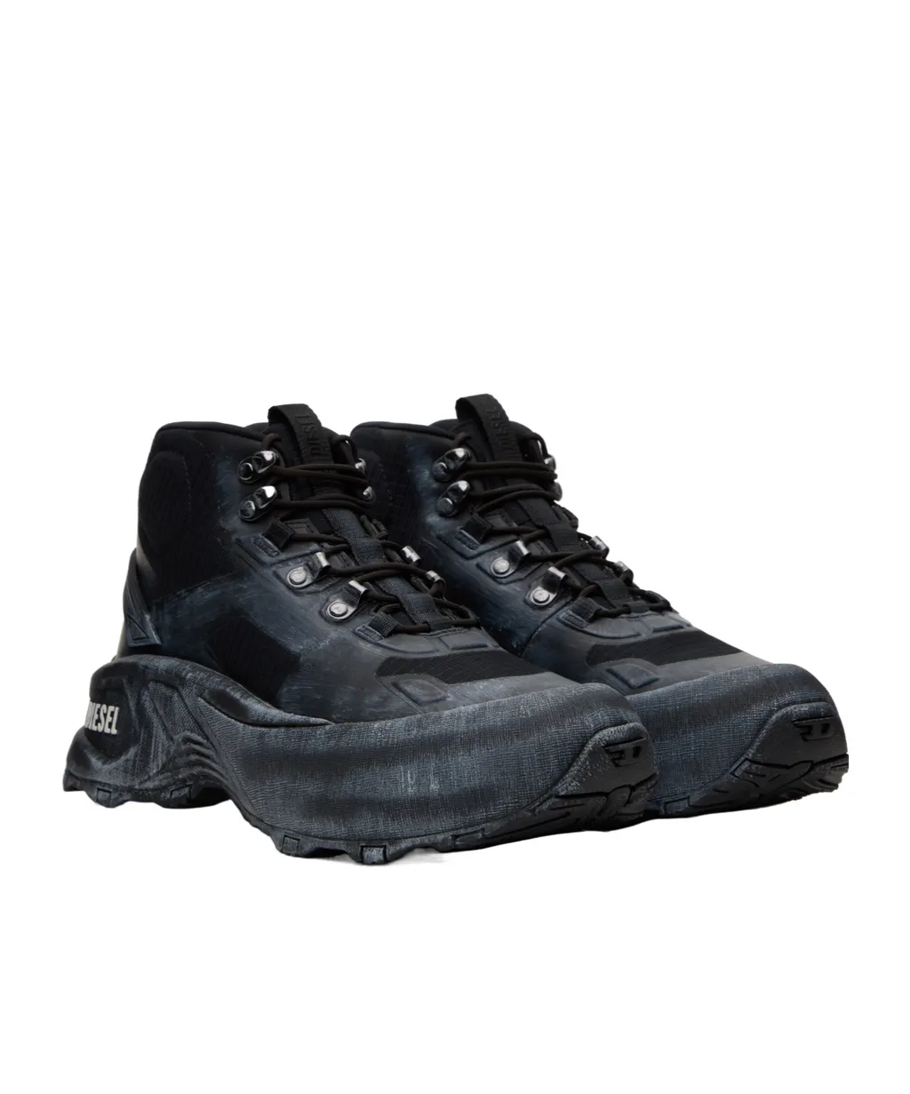 Cage Lace-Up Chunky-Sole Hiking Boots
