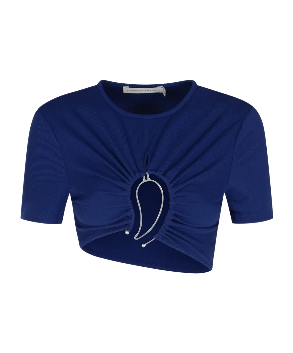 Ruched Ring-Detail Top