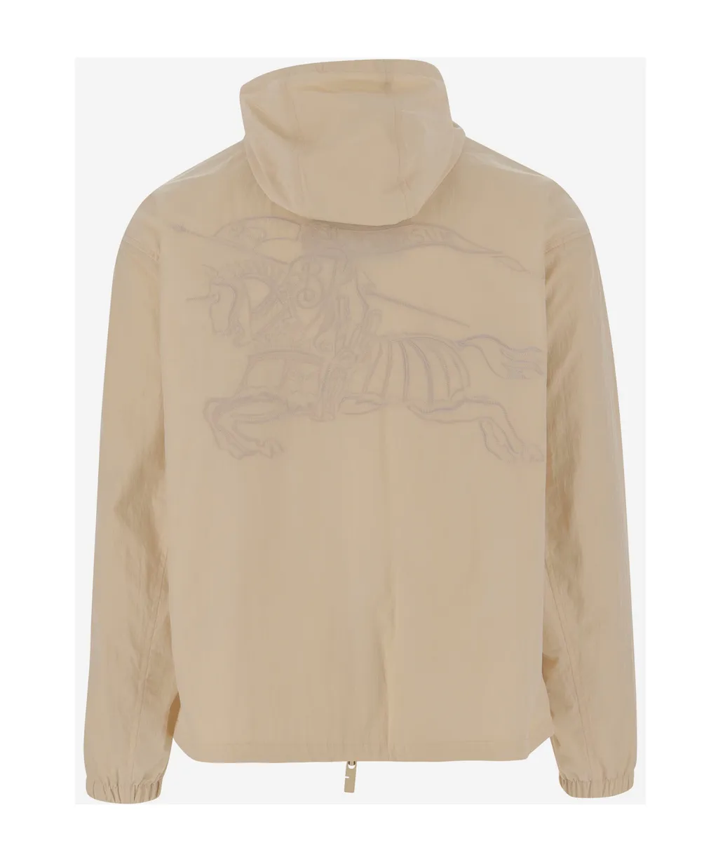 Logo Embroidered Hooded Coat