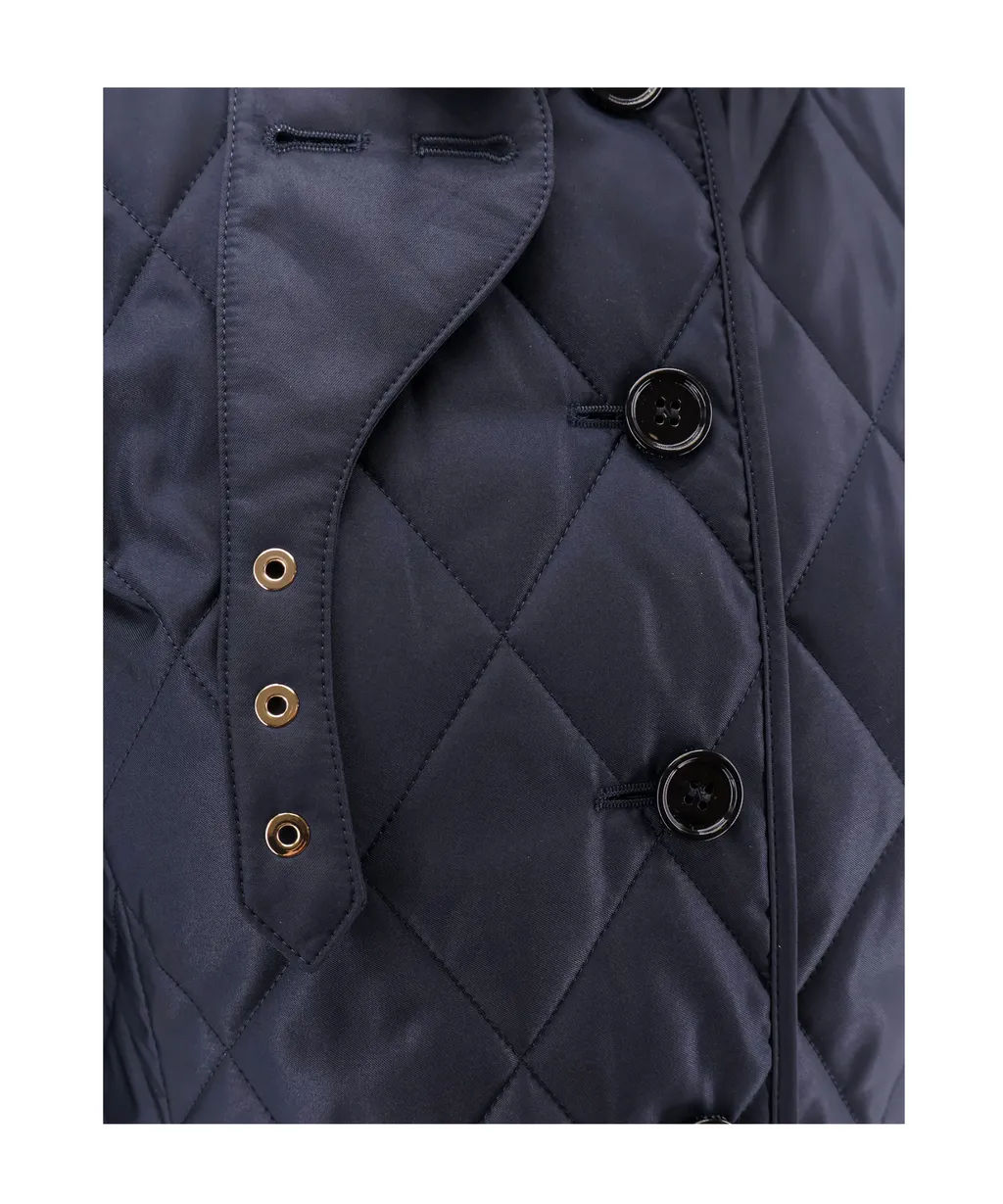 Collared Button-Up Quilted Jacket