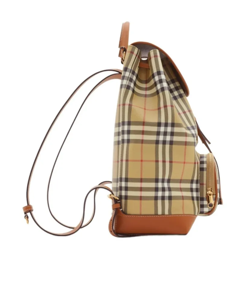 Checked Foldover Top Backpack