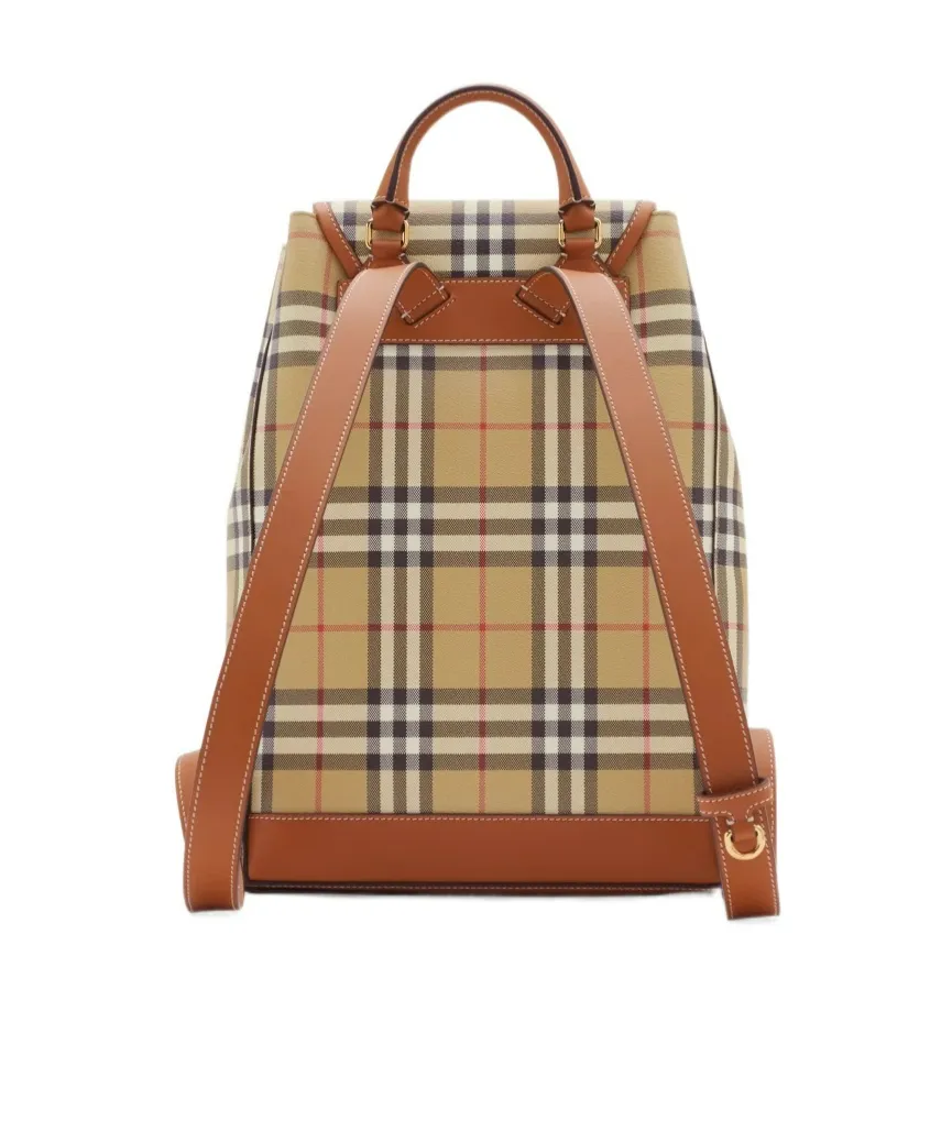 Checked Foldover Top Backpack