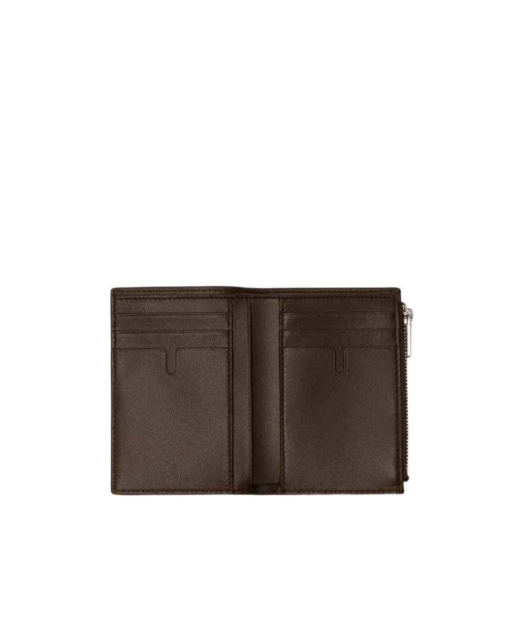 Zip-Fastening Leather Bi-Fold Wallet