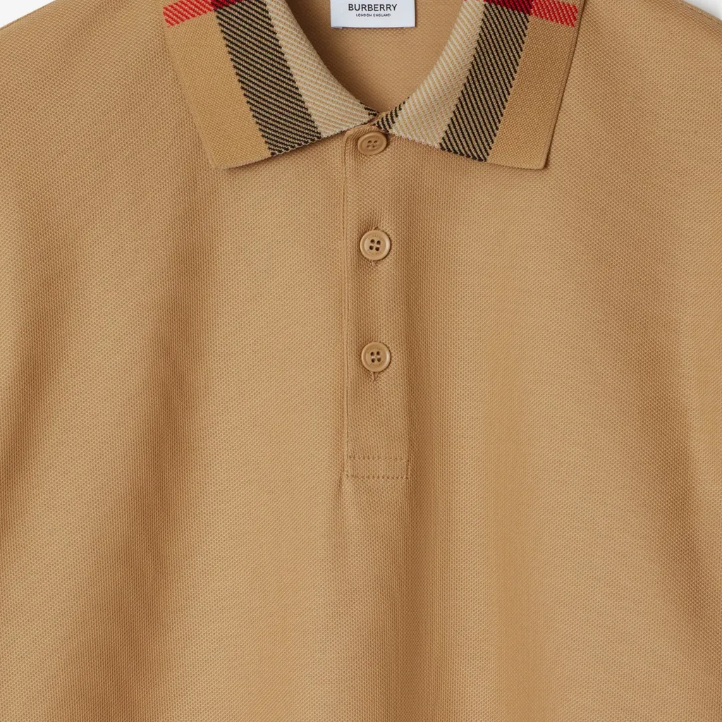 Check Collar Cotton Polo Shirt