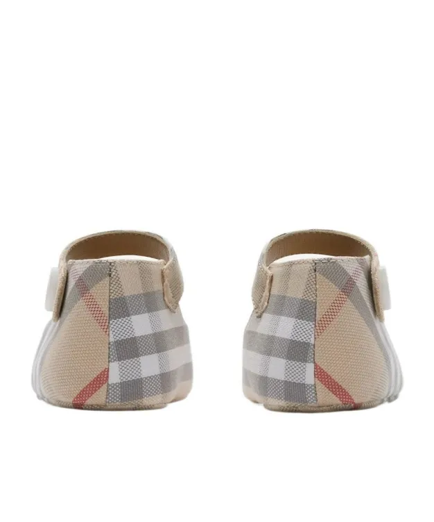 Check-Printed Round-Toe Mary Jane Shoes