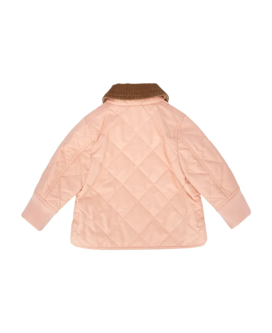 Corduroy Collar Zipped Quilted Jacket