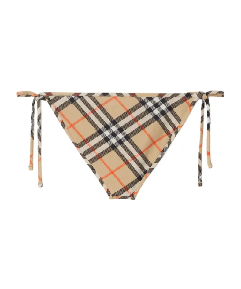 Check-Pattern Side-Tied Bikini Briefs