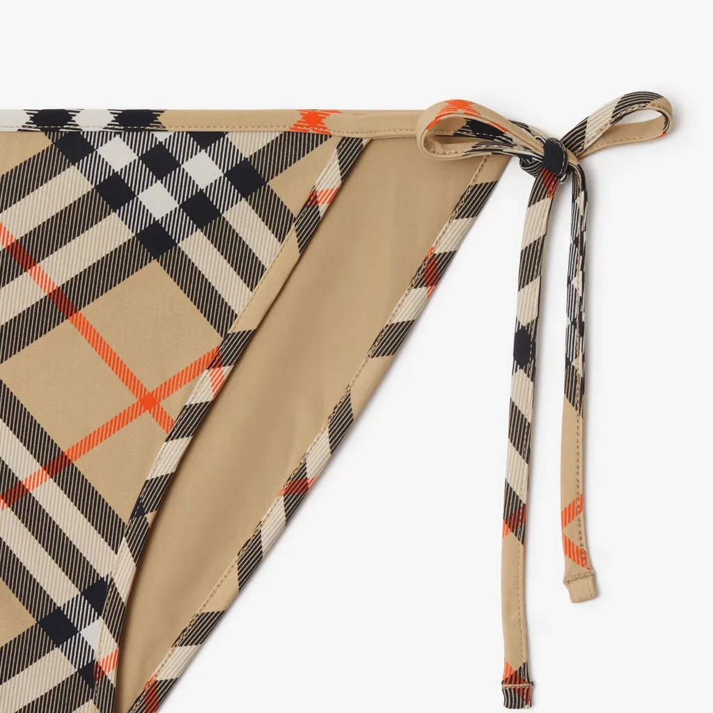 Check-Pattern Side-Tied Bikini Briefs