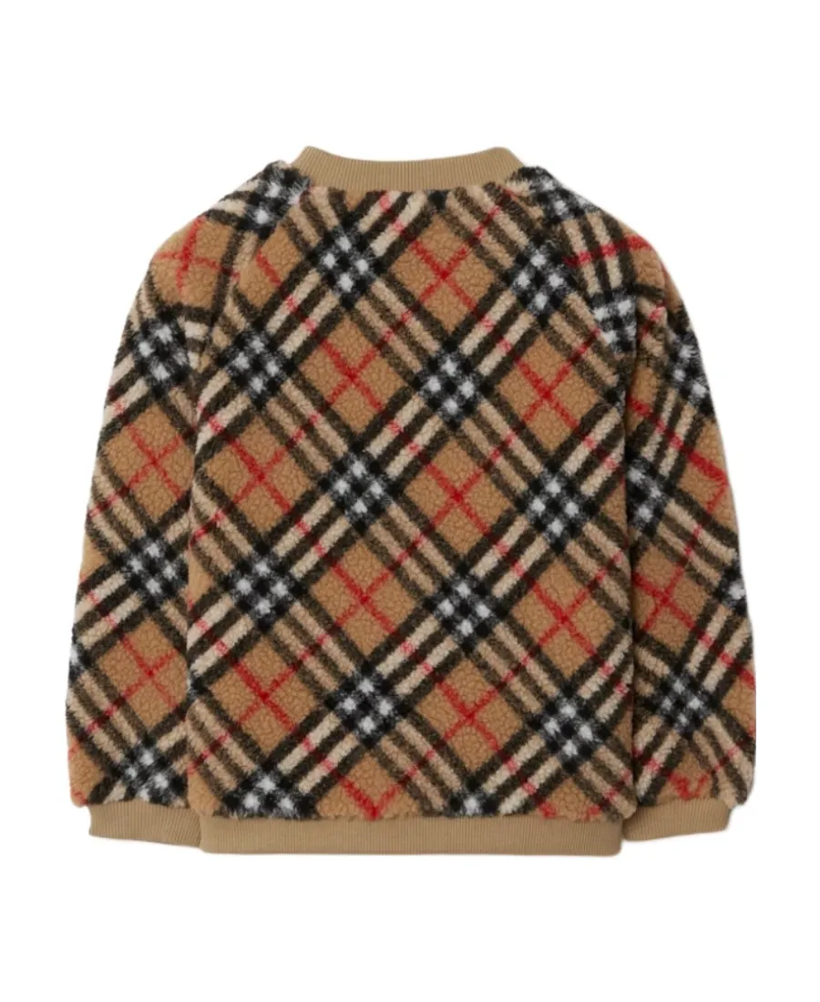 Checked Crewneck Fleece Sweatshirt