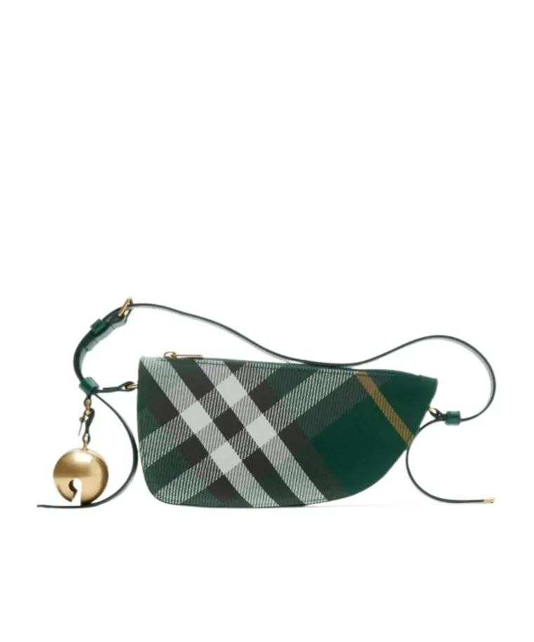 Mini Shield Bell Charm Checked Shoulder Bag