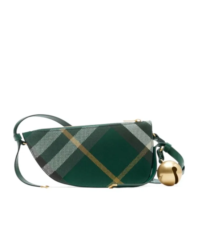 Mini Shield Bell Charm Checked Shoulder Bag