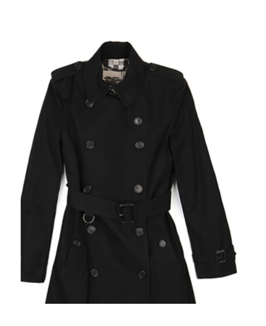 Lapel Double-Breasted Medium-Long Trench Coat