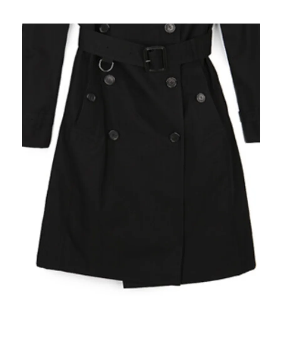 Lapel Double-Breasted Medium-Long Trench Coat