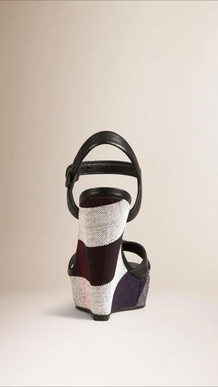Checkered Open-Toed High-Heeled Sandals