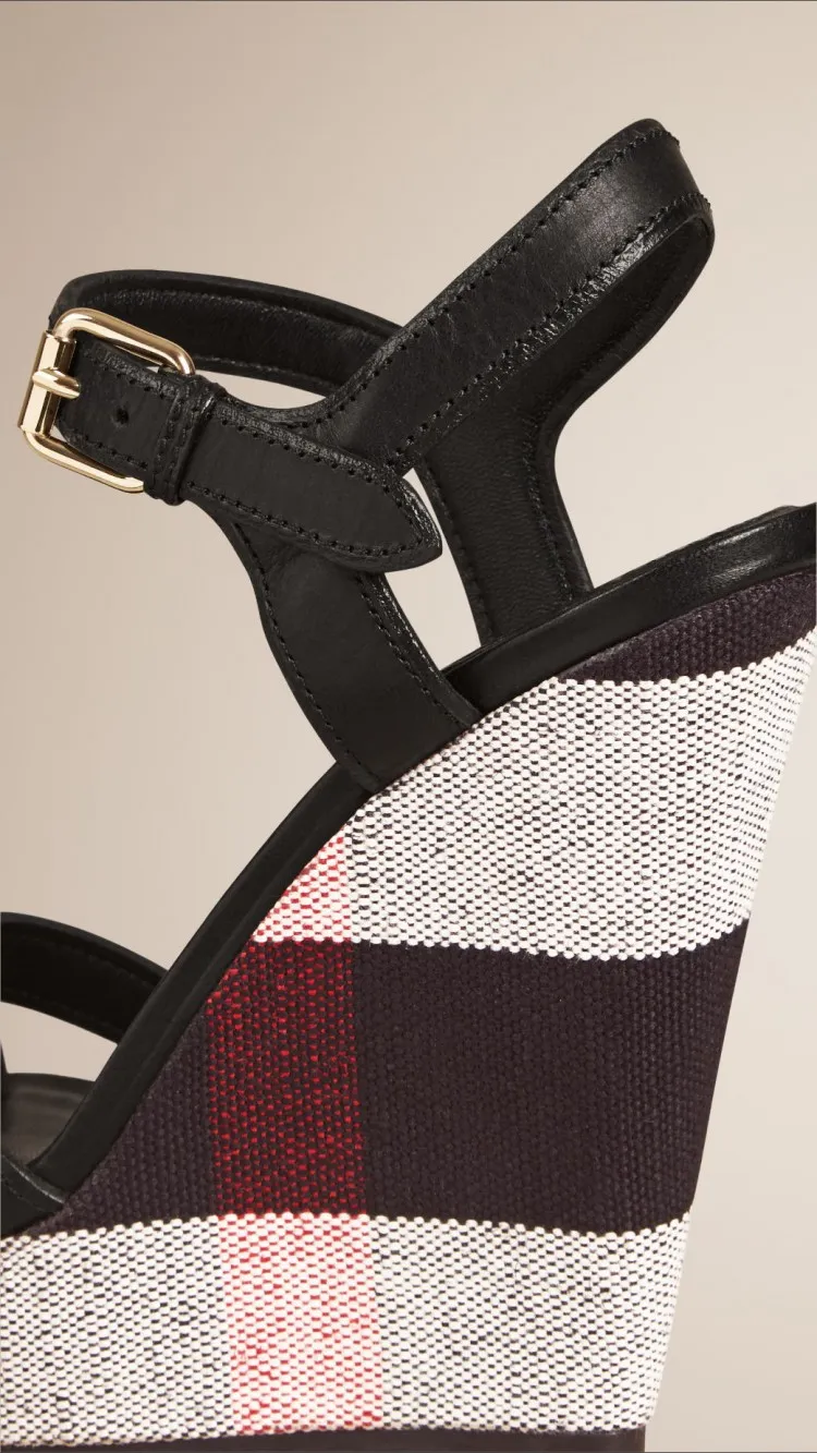 Checkered Open-Toed High-Heeled Sandals