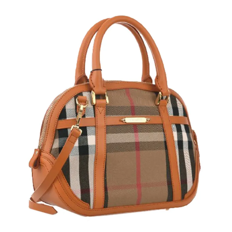Checked Top Handle Bag