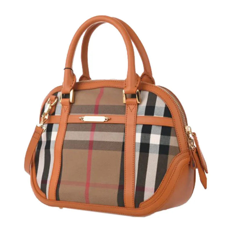 Checked Top Handle Bag