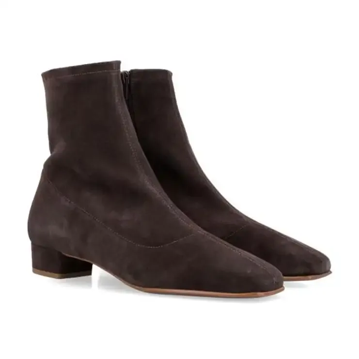 Suede Zip Ankle Boots