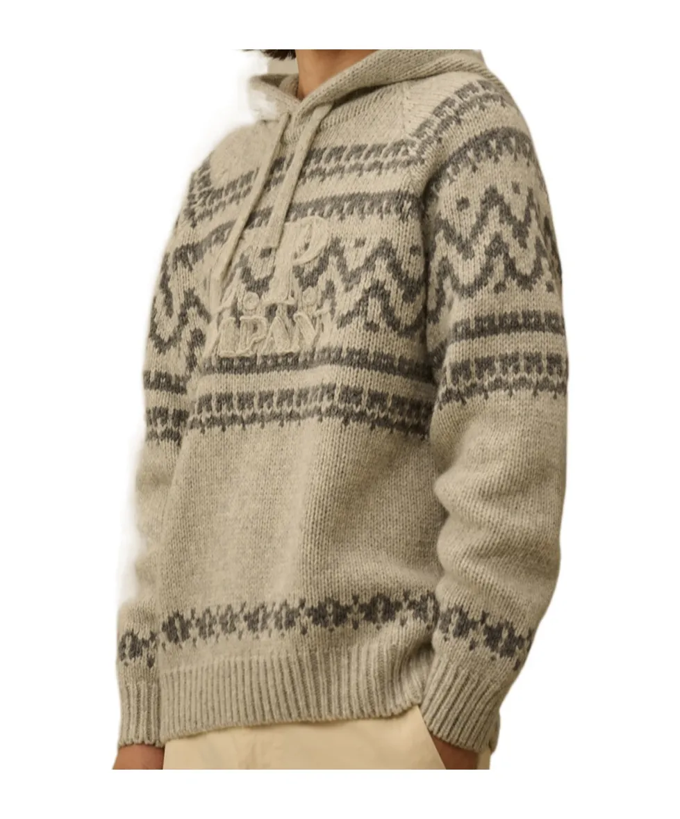 Jacquard Wool Hooded Sweater