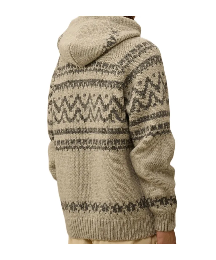 Jacquard Wool Hooded Sweater