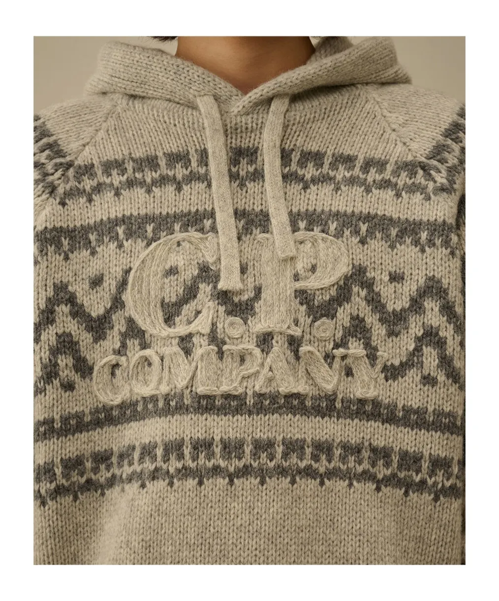Jacquard Wool Hooded Sweater