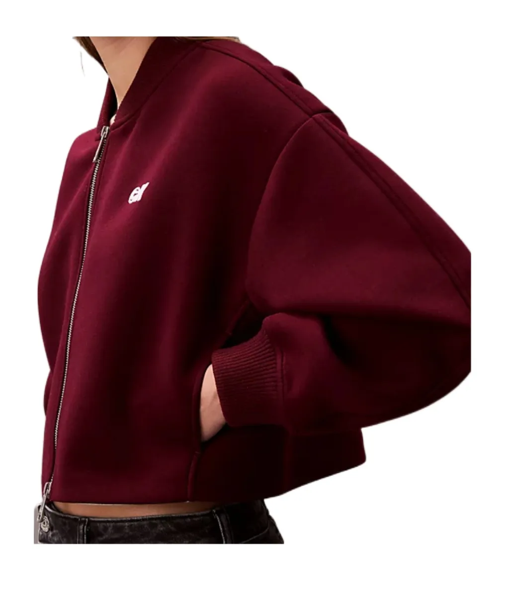 Logo-Detail Balloon-Sleeve Bomber Jacket