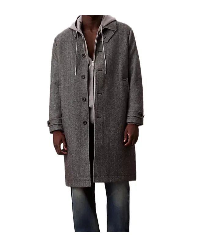 Single-Breasted Herringbone Coat