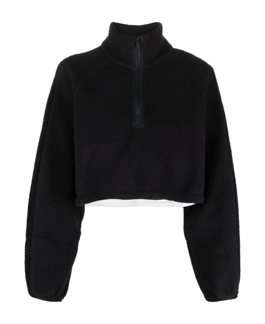 High-Neck Fleece Cropped Sweatshirt