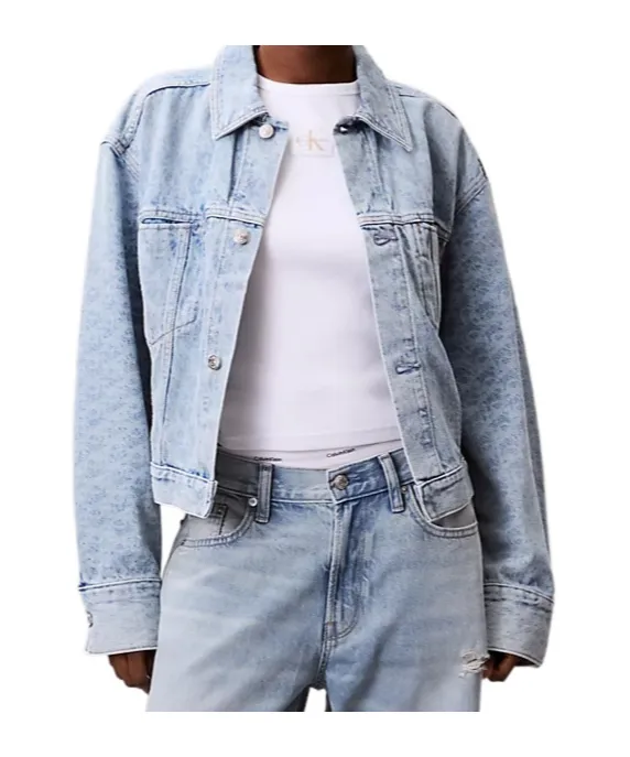 Monogram Logo Cropped Denim Jacket
