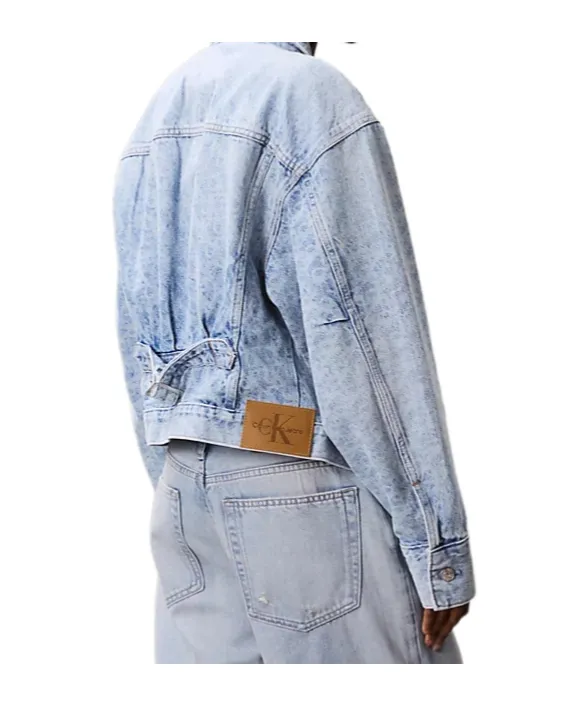Monogram Logo Cropped Denim Jacket