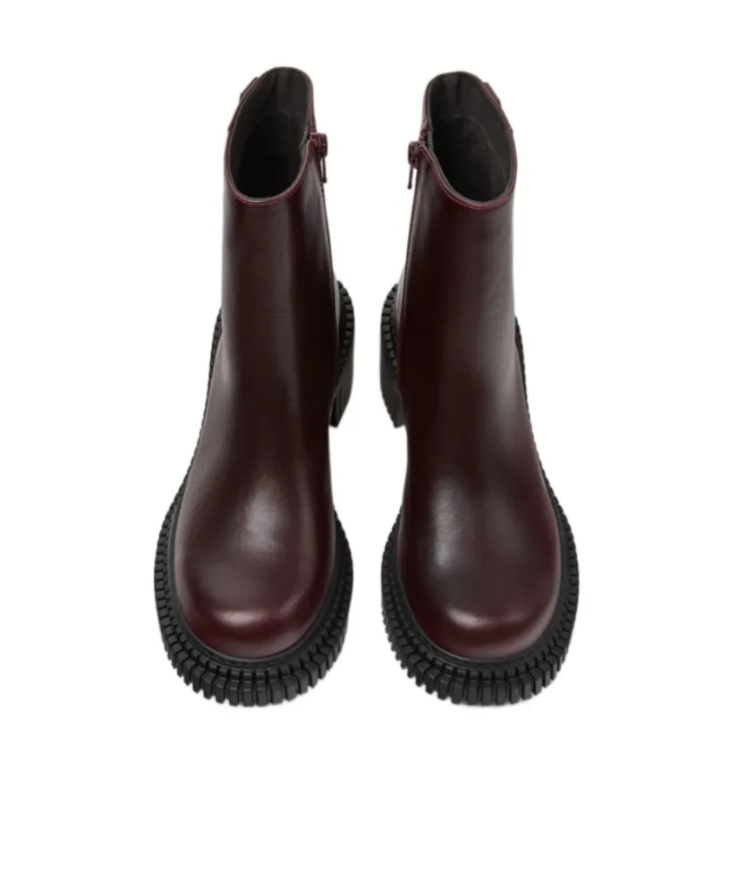 Pix London Leather Zip-Fastening Block-Heel Boots
