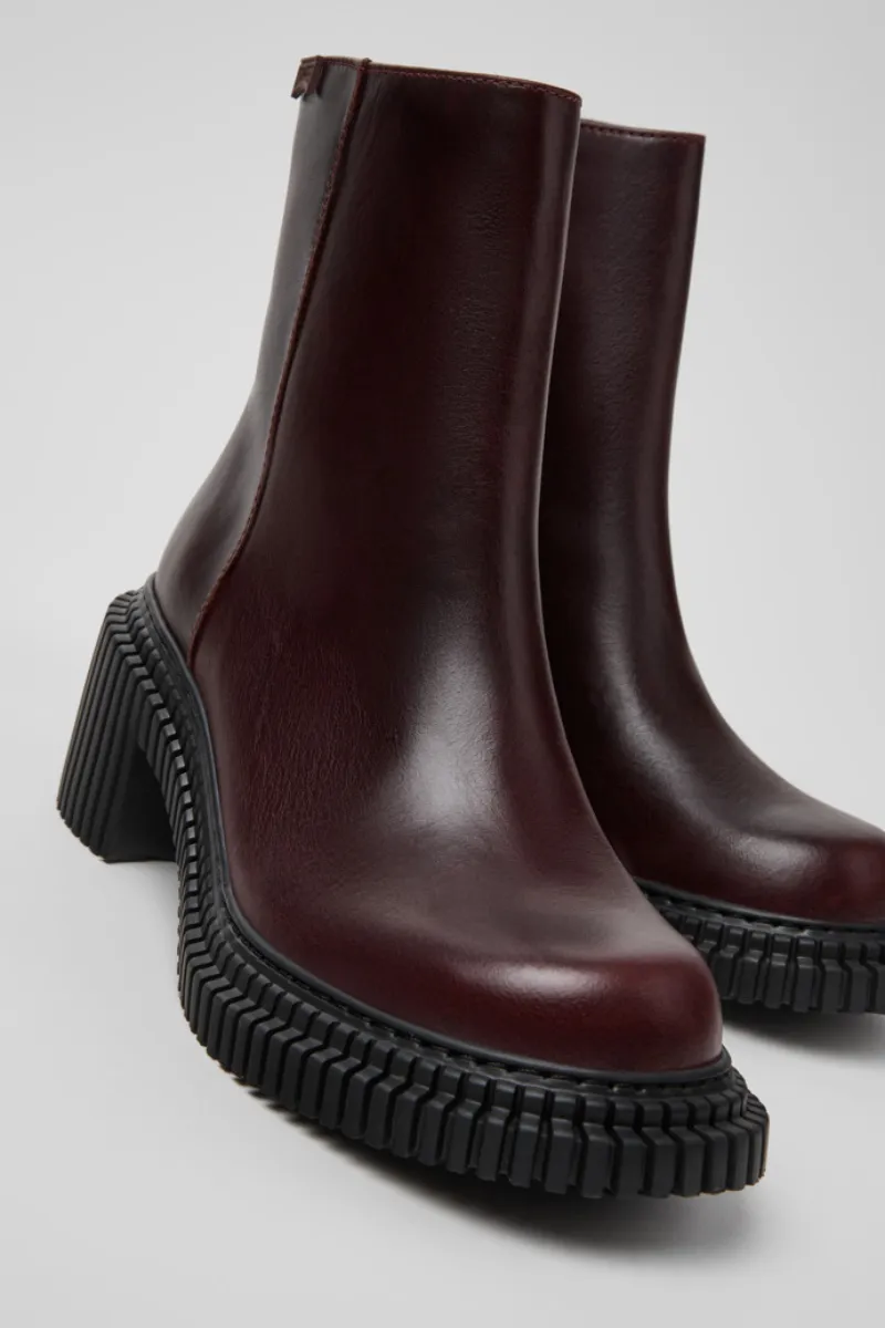 Pix London Leather Zip-Fastening Block-Heel Boots