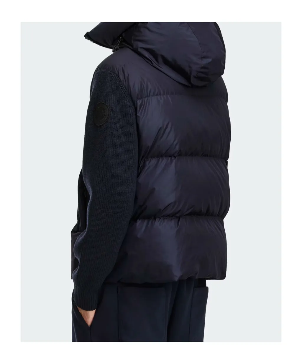 Quilted Knit-Sleeve Hooded Jacket
