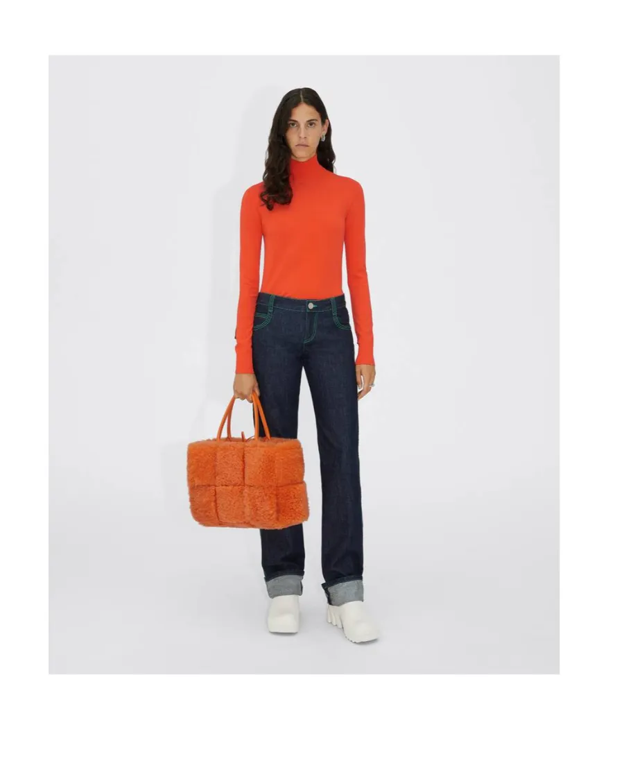 Intrecciato Shearling Tote Bag