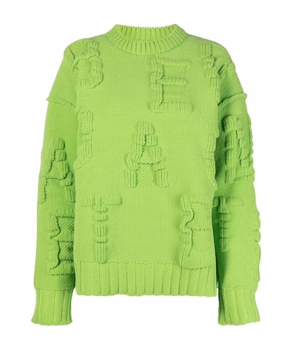 Alphabet Motif Ribbed-Knit Jumper
