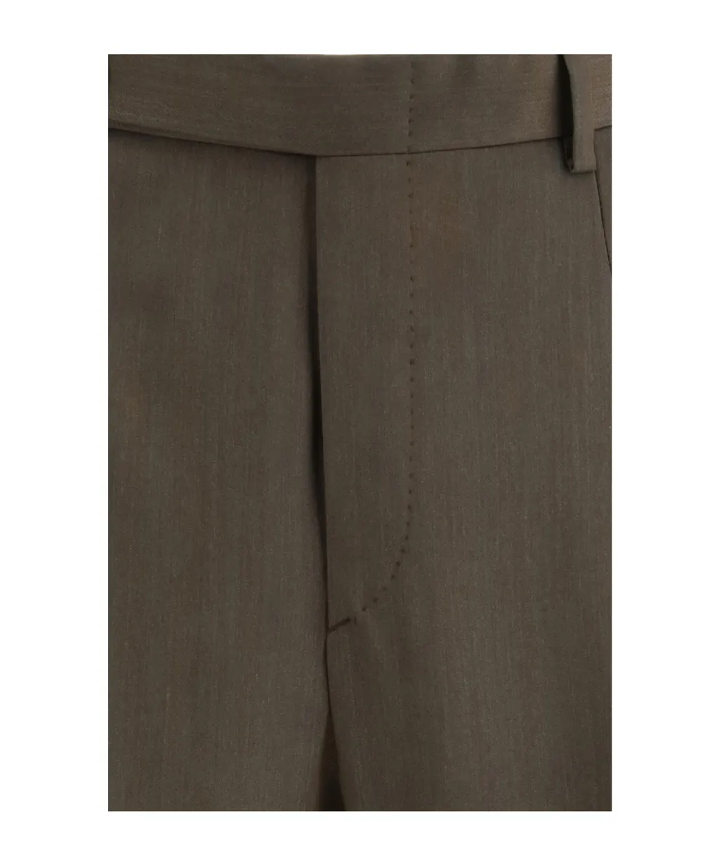 Bicolor Fleece Wool Casual Pants