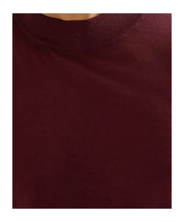 Mock-Neck Knit T-Shirt