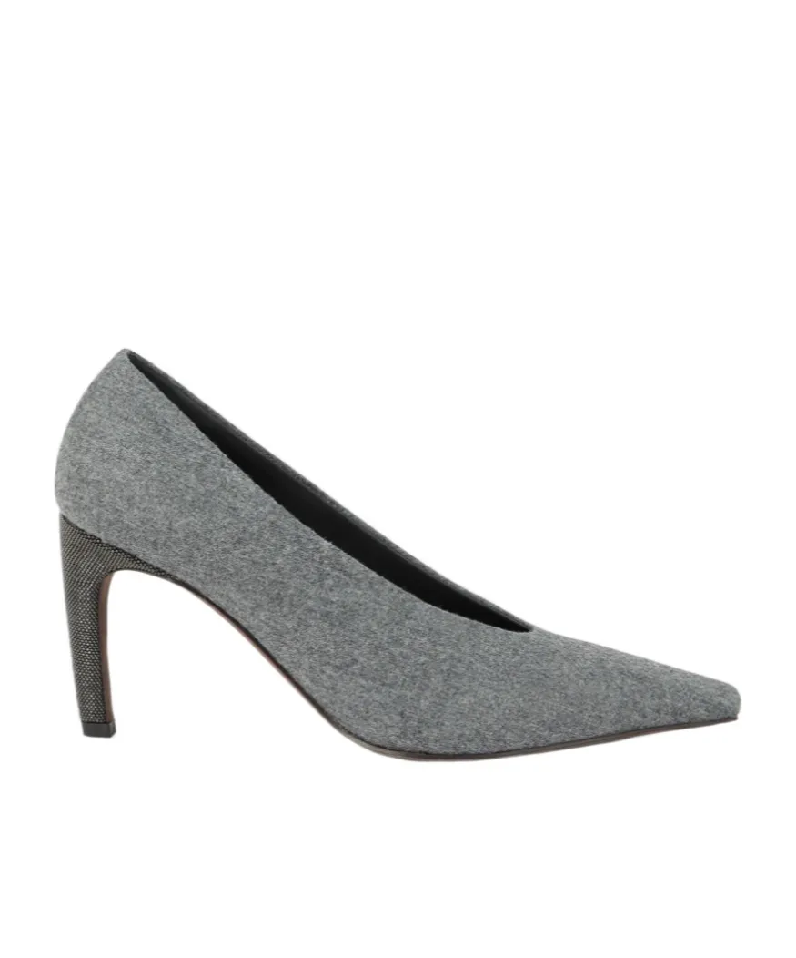 Water-Resistant Virgin Wool Flannel Heels With Precious Details