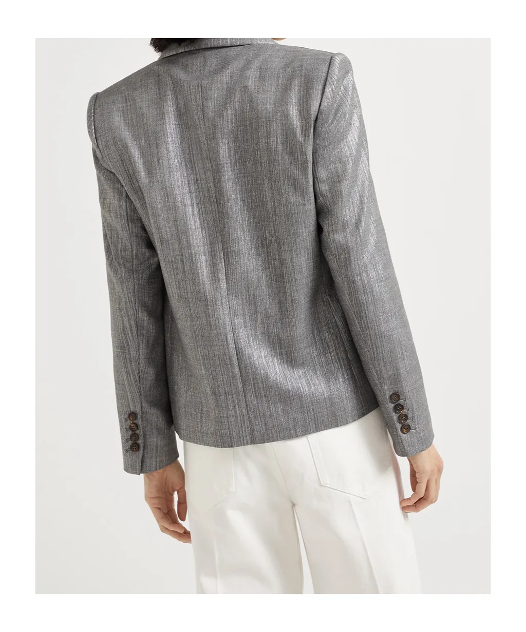 Lamé-Effect Double-Breasted Blazer