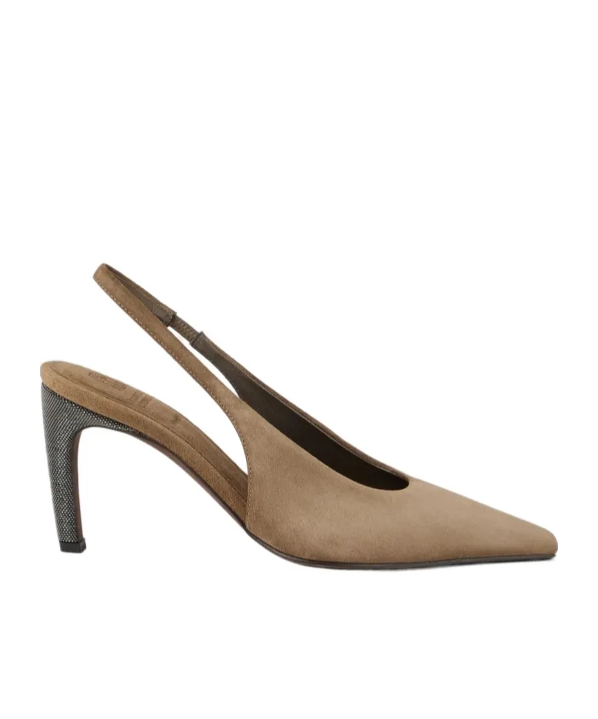 80Mm Suede Slingback Pumps