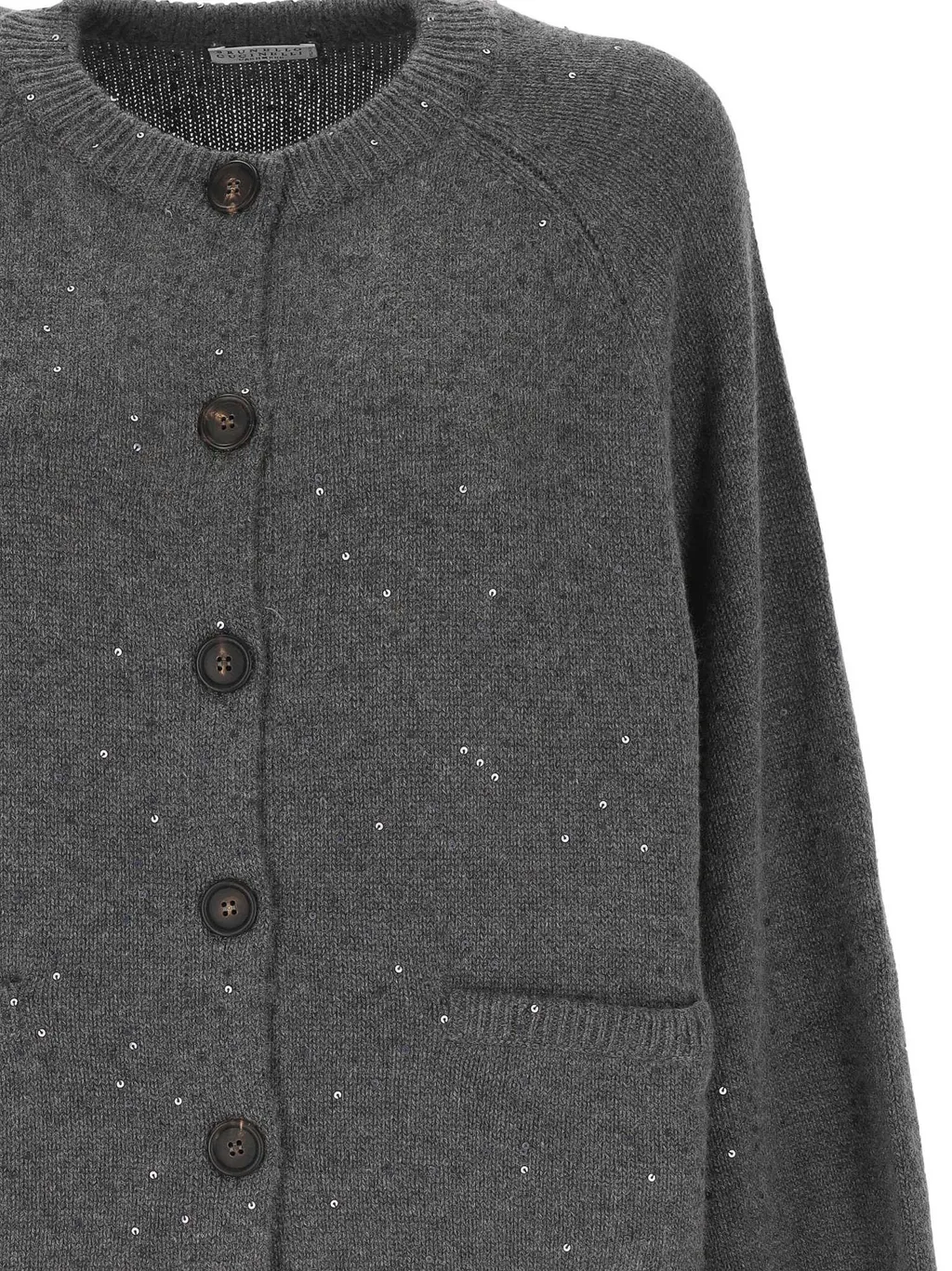 Sequin-Embellished Button Cardigan